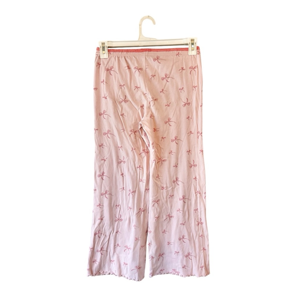 Love Peace & Lazy Days Baby Pink Bow Coquette Girly 100% Cotton Pajama Pants XS - Picture 2 of 7